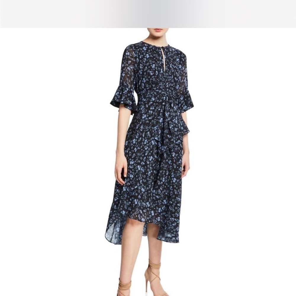 Shoshanna Navy Floral Midi Dress